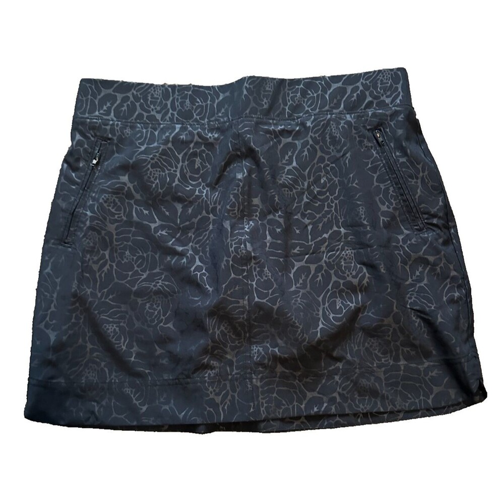 Orvis Women's Embossed Pull-On Travel Skort Black Size Large Floral Embossed